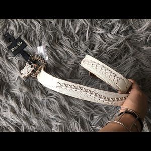 Miss Me white leather belt